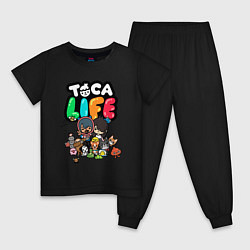 Пижама хлопковая детская Toca Life, цвет: черный