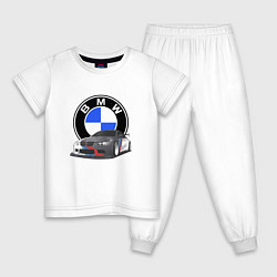 Пижама хлопковая детская БМВ Е92 BMW E92, цвет: белый
