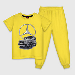 Пижама хлопковая детская Mercedes Gelendwagen G63 AMG G-class G400d, цвет: желтый