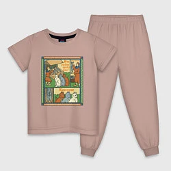 Пижама хлопковая детская Рыбов продаёте Красивое мем в средневековом стиле, цвет: пыльно-розовый