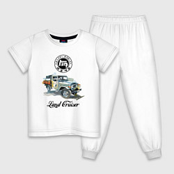 Пижама хлопковая детская Грузовик Тойота ретро, цвет: белый
