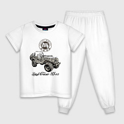 Пижама хлопковая детская Toyota Land Cruiser FJ 40 off-road vehicle, цвет: белый