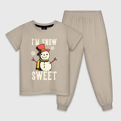 Пижама хлопковая детская Snowman, цвет: миндальный