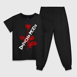 Пижама хлопковая детская Depeche Mode красная роза, цвет: черный