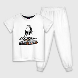 Пижама хлопковая детская Lamborghini Egoista, цвет: белый