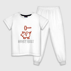 Пижама хлопковая детская Копилка - Money Heist, цвет: белый