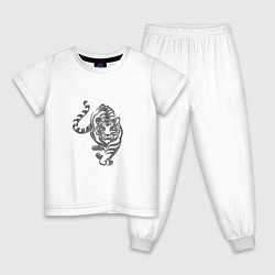 Пижама хлопковая детская Символ года тигр, цвет: белый