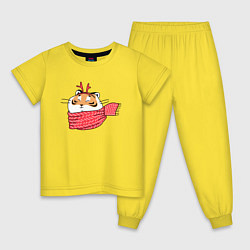 Пижама хлопковая детская Тигр минимализм, цвет: желтый