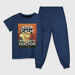 Пижама хлопковая детская Успокойся и сходи к хорошему доктору!, цвет: тёмно-синий
