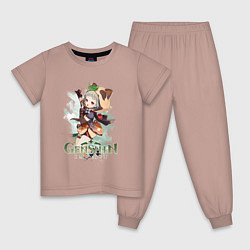 Пижама хлопковая детская Саю Sayu Genshin Impact, цвет: пыльно-розовый