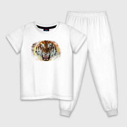 Пижама хлопковая детская Пламенный тигр, цвет: белый