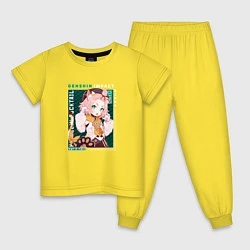 Пижама хлопковая детская Диона Diona милый котенок, Genshin Impact, цвет: желтый