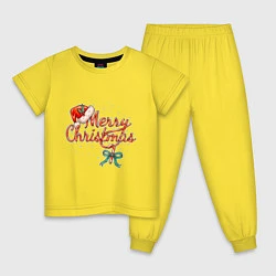 Пижама хлопковая детская Merry Christmas 2022, цвет: желтый