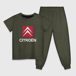 Пижама хлопковая детская Citroen, Ситроен, цвет: меланж-хаки