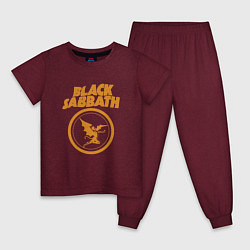 Пижама хлопковая детская Black Sabbath Vol 4 Рок группа, цвет: меланж-бордовый