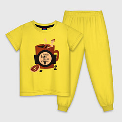 Пижама хлопковая детская Девушка в чашке кофе, цвет: желтый