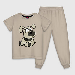Пижама хлопковая детская Щенок глазастый бежевый, цвет: миндальный