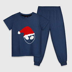 Пижама хлопковая детская Alien Santa Claus, цвет: тёмно-синий