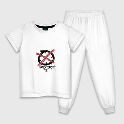 Пижама хлопковая детская Граффити без прицела, цвет: белый