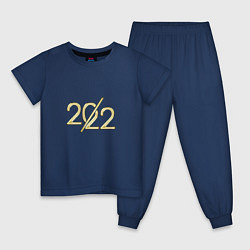 Пижама хлопковая детская Новый год 2022, ура, ура, цвет: тёмно-синий