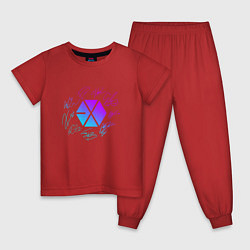 Пижама хлопковая детская EXO BAND NEON LOGO АВТОГРАФЫ, цвет: красный