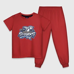 Пижама хлопковая детская Wilmington sharks -baseball team, цвет: красный