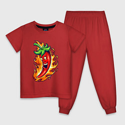 Пижама хлопковая детская Огненный перец, цвет: красный