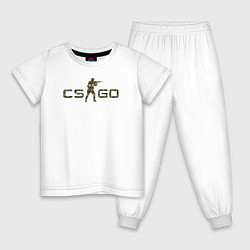 Пижама хлопковая детская Лого камуфляж, цвет: белый