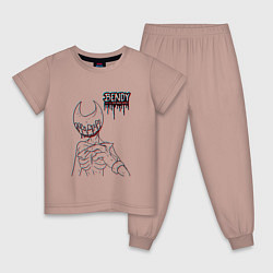 Пижама хлопковая детская GLITCH BENDY AND THE INK MACHINE, цвет: пыльно-розовый