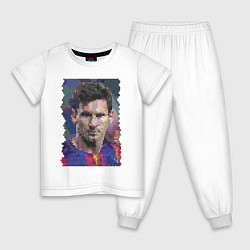 Пижама хлопковая детская Lionel Messi - striker, Barcelona, цвет: белый
