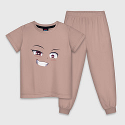Пижама хлопковая детская Глаза анимешные, цвет: пыльно-розовый