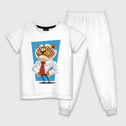 Пижама хлопковая детская Tiger - boss, цвет: белый