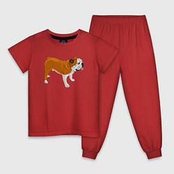Пижама хлопковая детская Английский бульдог рисунок собаки, цвет: красный
