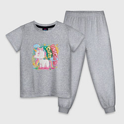 Пижама хлопковая детская Милашка единорог, цвет: меланж