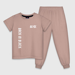 Пижама хлопковая детская ACDC Рок, цвет: пыльно-розовый