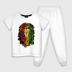 Пижама хлопковая детская Jam lioN, цвет: белый