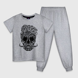 Пижама хлопковая детская Skull hipster, цвет: меланж