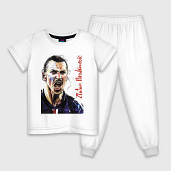 Пижама хлопковая детская Zlatan Ibrahimovich - striker, Milan цвета белый — фото 1