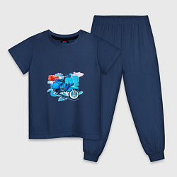 Пижама хлопковая детская Легендарная VESPA, цвет: тёмно-синий