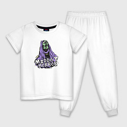 Пижама хлопковая детская Midday Horror, цвет: белый