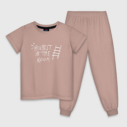 Пижама хлопковая детская TRAVIS SCOTT HIGHEST IN THE ROOM, цвет: пыльно-розовый