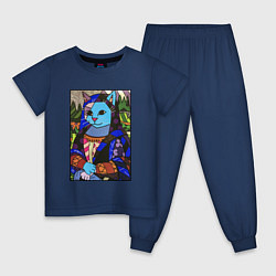 Пижама хлопковая детская Ромеро Бритто Mona Cat, цвет: тёмно-синий