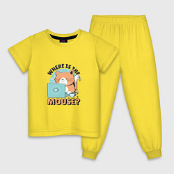 Пижама хлопковая детская Где же мышка Программист поймет, цвет: желтый