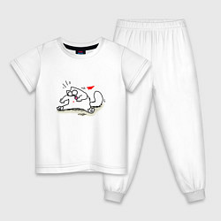 Пижама хлопковая детская Кот Саймон Сердечко Love, цвет: белый