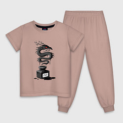 Пижама хлопковая детская Дракон Из Чернил, цвет: пыльно-розовый