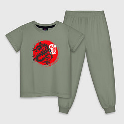 Пижама хлопковая детская Ниндзя дракон Япония, цвет: авокадо