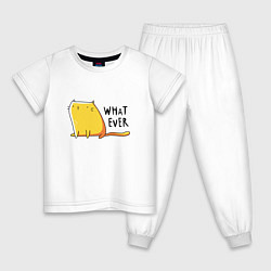 Пижама хлопковая детская Кот Пофигист, цвет: белый