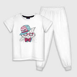 Пижама хлопковая детская Cool cat!, цвет: белый