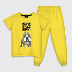 Пижама хлопковая детская Даже и не думай! QR- code!, цвет: желтый