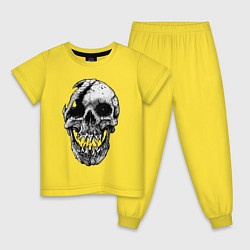 Пижама хлопковая детская Наикрутейший черепок, цвет: желтый